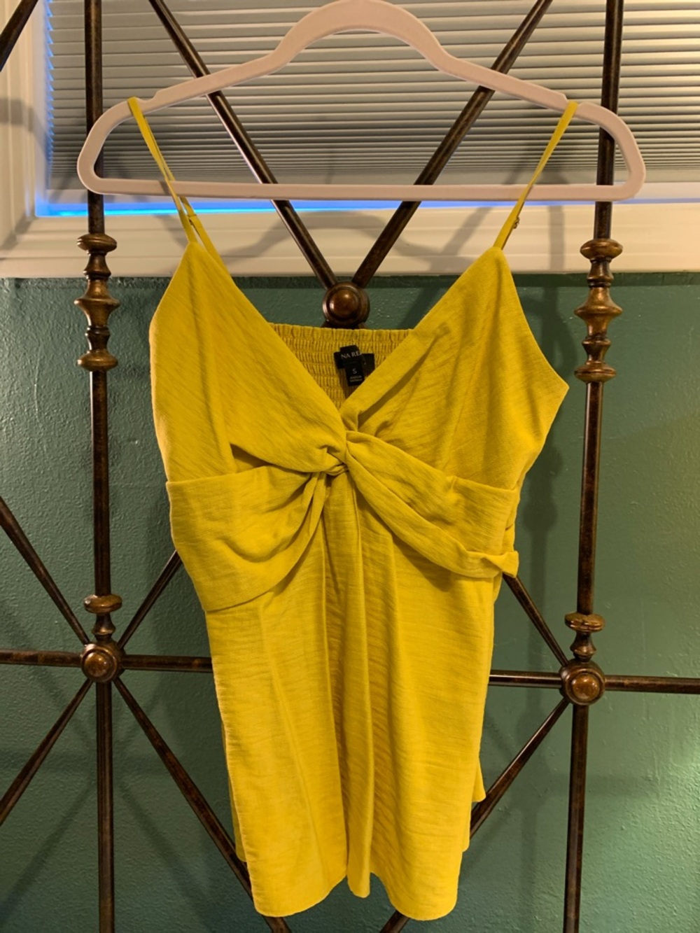 Banana Republic Mustard Yellow Twist-Front Spaghetti Strap Dress